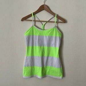 Lululemon Racerback Tank Green And White Stripes Women Size 8 Yoga
